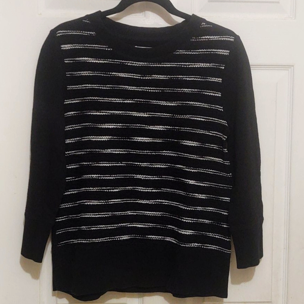 Lou & Grey Black and White Striped Sweater